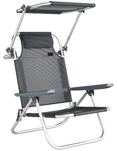 Outsunny Sdraio pieghevole Lettino da giardino con cuscino tettuccio regolabile Schienale regolabile 6 posizioni 62 x 68 x 79 cm Grigio scuro | Aosom Italy