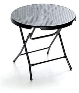 Tavolino da Giardino in Ferro Taddei Plastik 80 Rattan Grigio