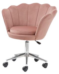 Sedia imbottita con ruote, color rosa, regolabile in altezza, dimensioni 69x71x84 cm