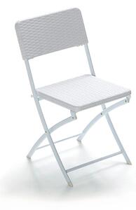 Sedia da Giardino Pieghevole in Ferro Polietilene Rattan Taddei Plastik Rattan + Bianca