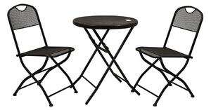 Set Salotto da Giardino Tavolino Tondo e 2 Sedie Pieghevoli in Ferro Rimini Antracite