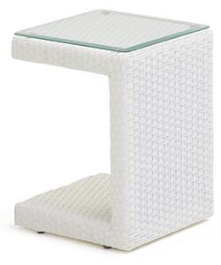 Tavolino da Giardino in Polyrattan 40x40x40cm Adila Quadro Bianco Ghiaccio