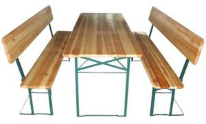 Set Birreria Tavolo + 2 Panche con Schienale 80X220X76 per Arredo Giardino