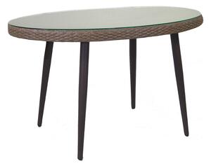 Tavolino da Giardino in Polyrattan Ovale 128x73x76cm Adila Noce