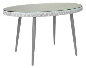 Tavolino da Giardino in Polyrattan Ovale 128x73x76cm Adila Bianco Crema