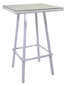 Tavolino Bar da Giardino in Polyrattan Quadrato 70x70x107cm Adila Bianca