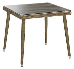 Tavolo da Giardino in Polyrattan Quadrato 80x80x77cm Adila Melange Noce