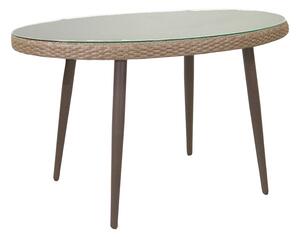 Tavolino da Giardino in Polyrattan Ovale 128x73x76cm Adila Melange Noce