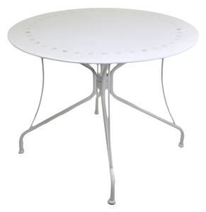Tavolino da Giardino in Ferro Tondo Ø95x72cm Old Bianco
