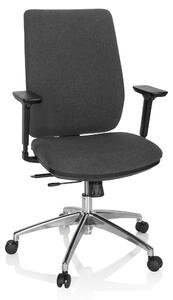 Sedia da ufficio in tessuto, color grigio scuro, ergonomica, regolabile in altezza, dimensioni 123x74x63 cm