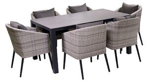 Set da Giardino Tavolo e 6 Sedie in Polyrattan Salem Pranzo Grigio