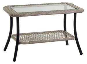 Tavolino da Giardino in Polyrattan Rettangolare 70x40x45cm Providence Crema