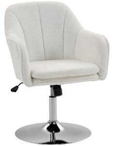 HOMCOM Poltrona da salotto, sedia girevole con altezza regolabile, funzione basculante, cuscino imbottito, 61 x 64 x 80-92 cm, bianco | Aosom Italy