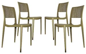 Set 4 Sedie da Giardino in Polipropilene Vandi Verde Militare