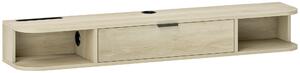 HOMCOM Mobile TV sospeso con cassetto ribaltabile 2 ripiani aperti gestione cavi 120x24x16 cm Legno naturale | Aosom Italy