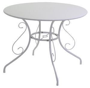 Tavolo da Giardino Rotondo Ø95cm in Metallo Old Bianco
