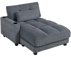 HOMCOM Divano-letto con cuscini, schiuma, trasformabile in letto, portabicchiere, grigio | Aosom Italy