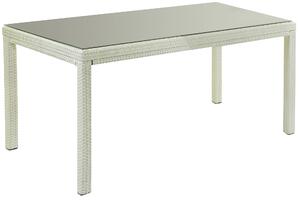 Tavolo da Giardino Rettangolare in Polyrattan Adila Bianco Ghiaccio