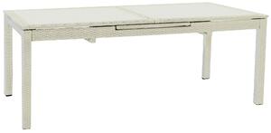 Tavolo da Giardino Rettangolare Allungabile 160/220cm in Polyrattan Bianco Ghiaccio