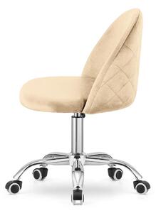 Sedia da scrivania in velluto "Gloria" color beige | Sedia girevole regolabile in altezza in velluto | Elegante sedia da ufficio per l'home office e la cameretta delle bambine