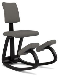 Poltrona ergonomica con schienale, in legno, colore nero e grigio