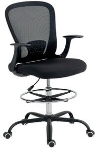 HOMCOM Sedia da ufficio ergonomica con poggiapiedi regolabile e braccioli ribaltabili, altezza regolabile, 59x62x99-119cm, nero | Aosom Italy