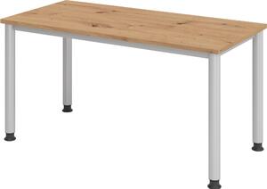 Bümö Scrivania Serie-H (Mini) - Struttura: argento, Decorazione: rovere nodoso, Dimensioni: 140 x 67,2 cm