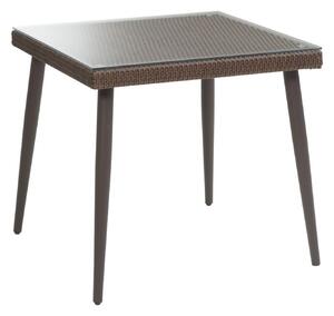 Tavolo da Giardino in Polyrattan con Vetro 80x80H77cm Adila Noce