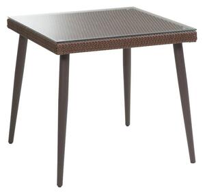 Tavolo da Giardino in Polyrattan con Vetro 90x90H77cm Adila Noce