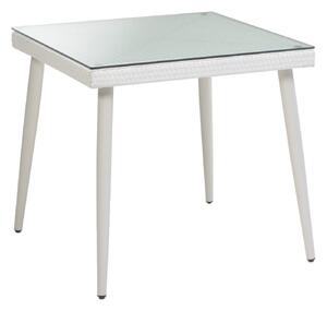 Tavolo da Giardino in Polyrattan con Vetro 80x80H77cm Adila Bianco Crema