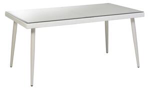 Tavolo da Giardino in Polyrattan con Vetro 160x90H77cm Adila Bianco Crema