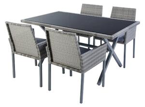 Set Tavolo + 4 Sedie da Giardino in Polyrattan Bertozzi Fiorenza Grigio