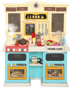 AIYAPLAY Cucina giocattolo con acqua corrente, 85 accessori, rubinetto elettrico, luci, suoni, per bambini 3-6 anni, plastica, Verde | Aosom Italy