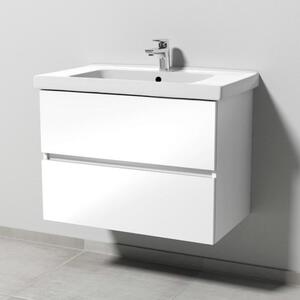 Combinazione lavabo Sanipa Solo One Harmonia con lavabo in Vetroceramica da 80 cm e 2 cassetti
