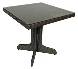Tavolo da Giardino in Polyrattan con Vetro 70x70H72cm Bistrò Noce
