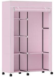 HOMCOM Armadio in Tessuto con Ruote Guardaroba Portatile con 6 Ripiani e 1 Asta per Appendere per Camera da Letto 103x43x162,5cm Rosa | Aosom Italy