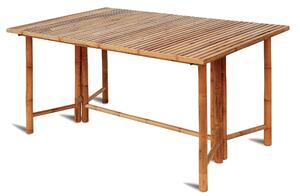 Tavolo Rettangolare Pieghevole da Giardino in Legno 150x90 cm Vorghini Bambù