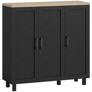 HOMCOM Credenza da Soggiorno con 3 Ante e Ripiani Regolabili per Cucina Sala da Pranzo Stile Moderno 90x30x90 cm Nero | Aosom Italy