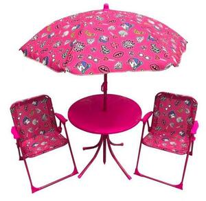 Set Tavolino + 2 Sedie da Giardino per Bambini Soriani Glamour Rosa