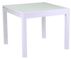 Tavolo Quadrato Allungabile da Giardino 90x90 cm in Alluminio Boise Bianco