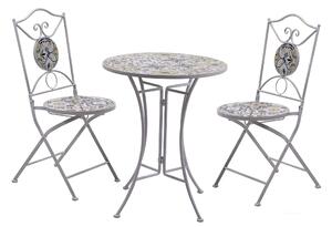 Set da Giardino Pieghevole in Metallo con Tavolo e 2 Sedie Gallipoli Bianco