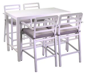 Set da Giardino Tavolo e 4 Sgabelli in Alluminio Boston Bianco
