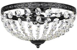 HOMCOM Lampada da Soffitto in Cristallo Vintage con 2 Portalampada E14 40W con 168 Cristalli per Camera da Letto Soggiorno Nero | Aosom Italy