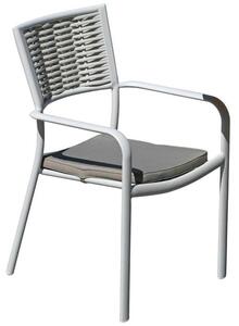 Sedia da Giardino in Alluminio e Wicker con Cuscino Vorghini Avorio