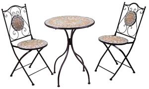 Set da Giardino Pieghevole in Metallo con Tavolo e 2 Sedie Urbino Nero