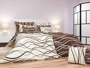 Set di lenzuola in cotone, motivo "Onde" color banana-marrone, formato DUO: 140x200 cm, 70x90 cm