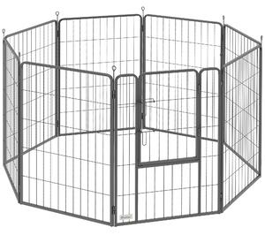 PawHut Parco per Cani 8 Pannelli Altezza 100 cm con Porta per Interno ed Esterno Nero | Aosom Italy