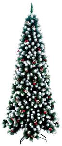 Albero di Natale Artificiale Innevato con Pigne Natalino Slim Verde Altezza 150 cm