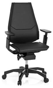 Sedia da ufficio, in pelle, nera, regolabile in altezza, ergonomica