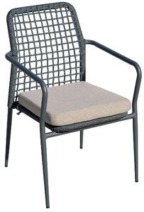 Sedia da Giardino in Alluminio e Corda con Cuscino Vorghini Pisa Grigio Scuro